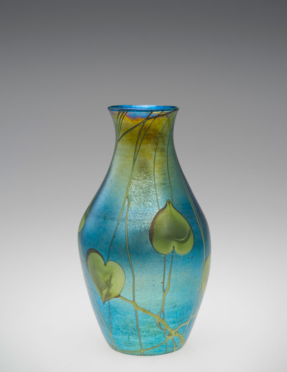 Favrile vase with leaves